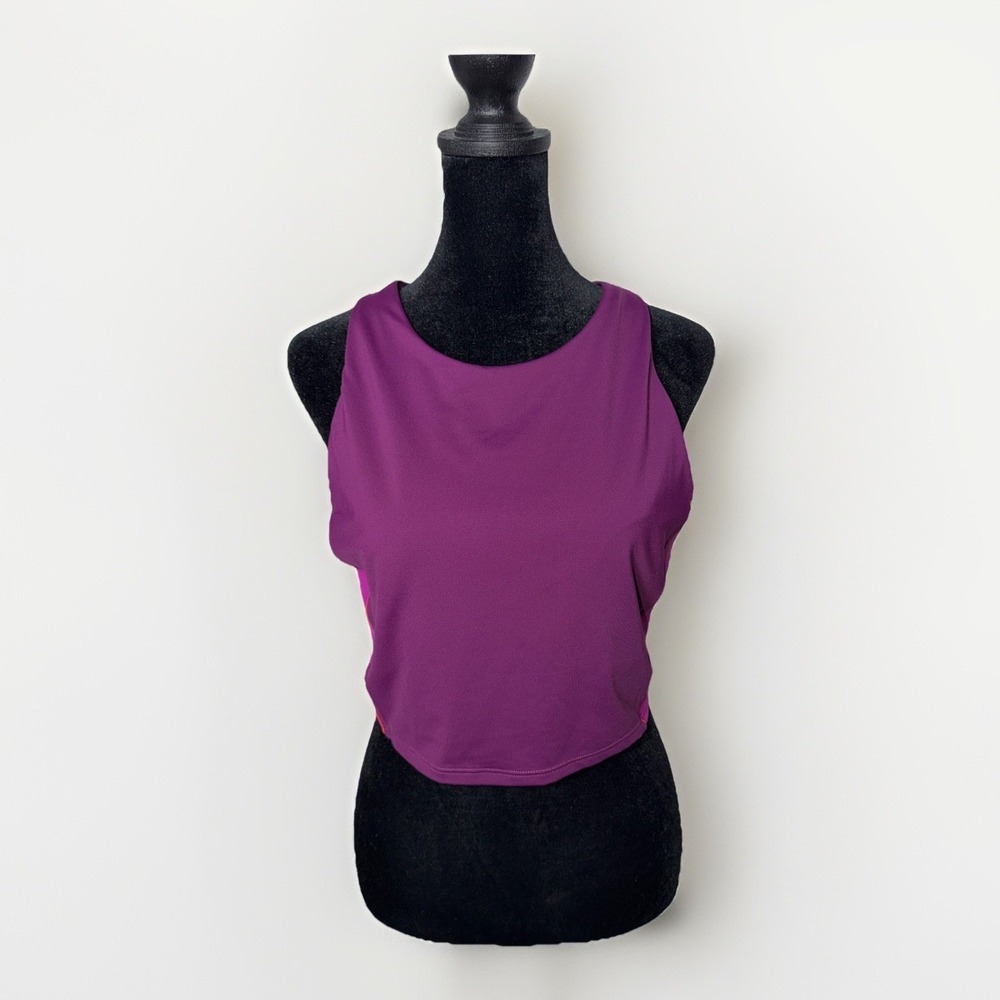 Athleta Colorblock Crop Tank Bikini Top Size Large Medium Support Quick Dry UPF
